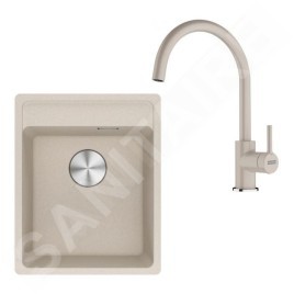 Franke Colonnes - Set de cuisine G273SA, évier en fragranit MRG 610-37 RTL + robinet FP 6018.082, sahara 114.0700.784