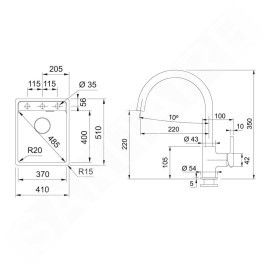 Franke Colonnes - Set de cuisine G273SA, évier en fragranit MRG 610-37 RTL + robinet FP 6018.082, sahara 114.0700.784