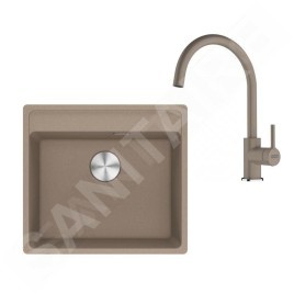 Franke Colonnes - Set de cuisine G274KA, évier en fragranit MRG 610-52 RTL + robinet FN 6018.424, cachemire 114.0700.786