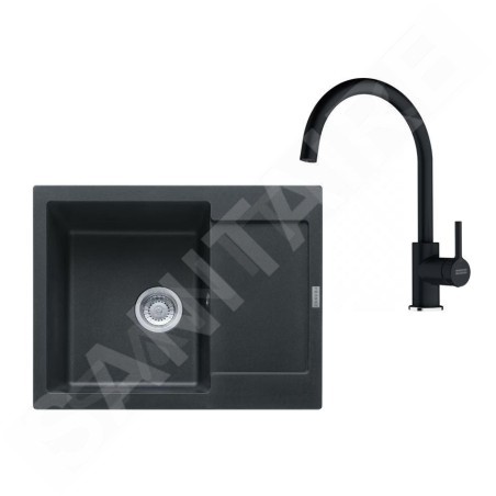 Franke Colonnes - Set de cuisine G275O, évier en fragranit MRG 611-62 + robinet FC 6018.071, onyx 114.0700.792