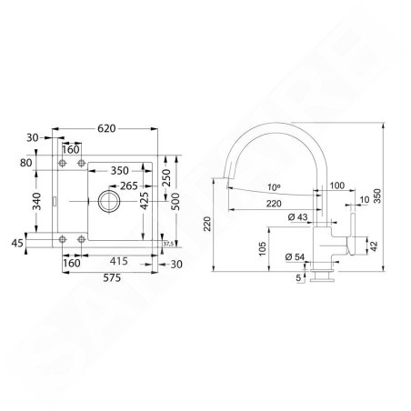 Franke Colonnes - Set de cuisine G275O, évier en fragranit MRG 611-62 + robinet FC 6018.071, onyx 114.0700.792