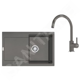 Franke Colonnes - Set de cuisine G276ŠK, évier en fragranit BSG 611 + robinet FC 6018.084, gris pierre 114.0700.796