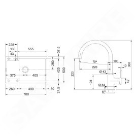 Franke Colonnes - Set de cuisine G277O, évier en fragranit BSG 611-78 + robinet FC 6018.071, onyx 114.0700.798