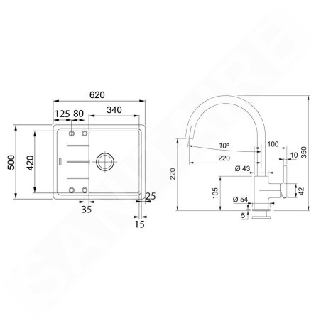 Franke Colonnes - Set de cuisine G278MČ, évier en fragranit BFG 611-62 + robinet FC 6018.901, noir mat 114.0700.801