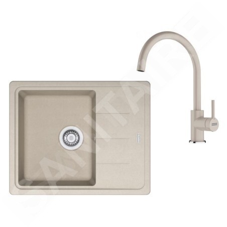 Franke Colonnes - Set de cuisine G278SA, évier en fragranit BFG 611-62 + robinet FC 6018.082, sahara 114.0700.803