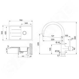 Franke Colonnes - Ensemble G279KA, évier en fragranit BFG 611-78 et robinet FP 6018.424, cachemire 114.0700.805