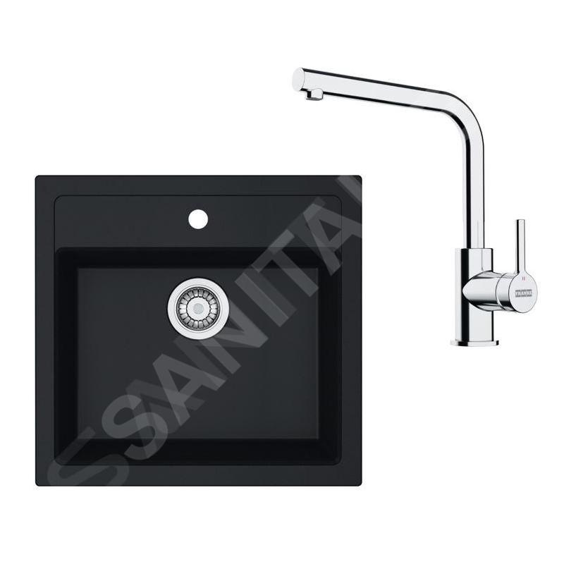 Franke Colonnes - Set de cuisine T114Č,évier en tectonite SID 610, noir + robinet FN 3230.031, noir / chrome 143.0687.294 Franke Colonnes - Set de cuisine T114Č,évier en tectonite SID 610, noir + robinet FN 3230.031, noir / chrome 143.0687.294