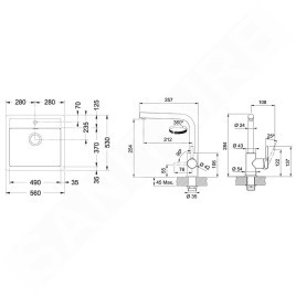 Franke Colonnes - Set de cuisine T114Č,évier en tectonite SID 610, noir + robinet FN 3230.031, noir / chrome 143.0687.294
