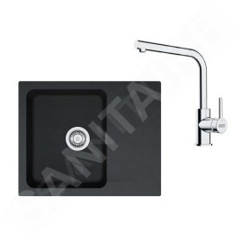 Franke Colonnes - Set de cuisine T110Č, évier en tectonite OID 611-62 + robinet FN 3230.031, noir / chrome 143.0687.308