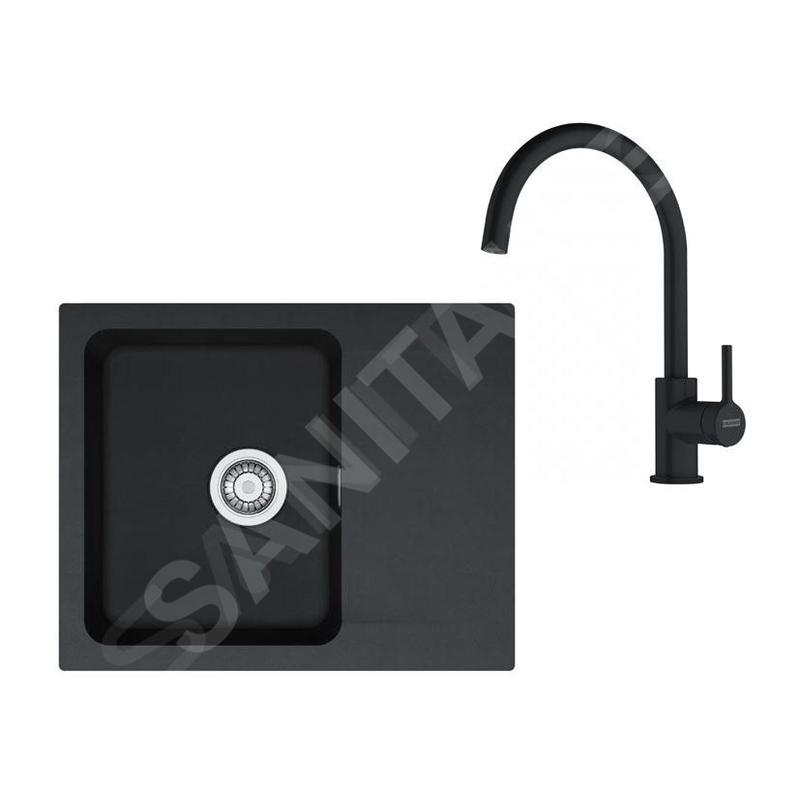 Franke Colonnes - Set de cuisine T118Č, évier en tectonite OID 611-62 + robinet FP 6018.901, noir / noir mat 143.0687.311 Franke Colonnes - Set de cuisine T118Č, évier en tectonite OID 611-62 + robinet FP 6018.901, noir / noir mat 143.0687.311