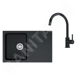 Franke Colonnes - Set de cuisine T119Č, évier en tectonite OID 611-78 + robinet FP 6018.901, noir / noir mat 143.0687.312