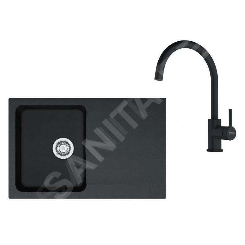 Franke Colonnes - Set de cuisine T119Č, évier en tectonite OID 611-78 + robinet FP 6018.901, noir / noir mat 143.0687.312 Franke Colonnes - Set de cuisine T119Č, évier en tectonite OID 611-78 + robinet FP 6018.901, noir / noir mat 143.0687.312