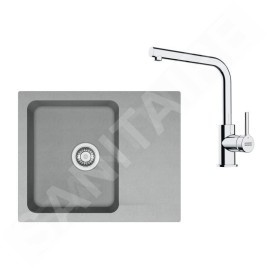 Franke Colonnes - Set de cuisine T110Š, évier en tectonite OID 611-62 + robinet FN 3230.031, gris / chrome 143.0687.318