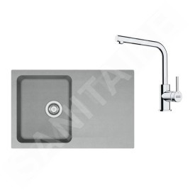 Franke Colonnes - Set de cuisine T111Š, évier en tectonite OID 611-78 + robinet FN 3230.031, gris / chrome 143.0687.320