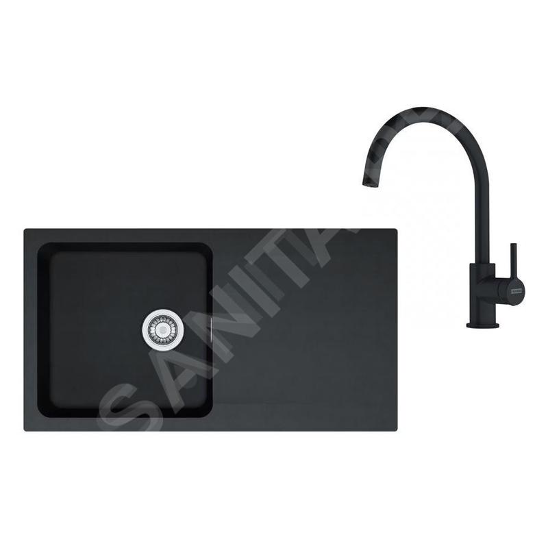 Franke Colonnes - Set de cuisine T120Č, évier en tectonite OID 611 + robinet FP 6018.901, noir / noir mat 143.0687.326 Franke Colonnes - Set de cuisine T120Č, évier en tectonite OID 611 + robinet FP 6018.901, noir / noir mat 143.0687.326