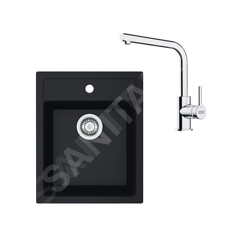 Franke Colonnes - Set de cuisine T113Č,évier en tectonite SID 610-40 + robinet FN 3230.031, noir / chrome 143.0687.332 Franke Colonnes - Set de cuisine T113Č,évier en tectonite SID 610-40 + robinet FN 3230.031, noir / chrome 143.0687.332