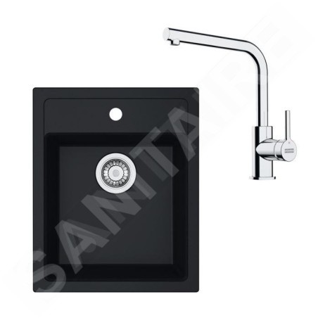 Franke Colonnes - Set de cuisine T113Č,évier en tectonite SID 610-40 + robinet FN 3230.031, noir / chrome 143.0687.332