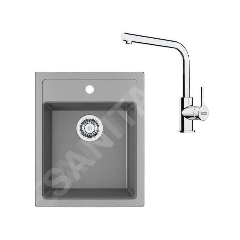 Franke Colonnes - Set de cuisine T113Š, évier en tectonite SID 610-40 + robinet FN 3230.031, gris / chrome 143.0687.333 Franke Colonnes - Set de cuisine T113Š, évier en tectonite SID 610-40 + robinet FN 3230.031, gris / chrome 143.0687.333