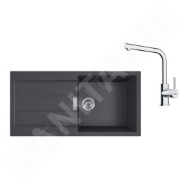 Franke Colonnes - Set de cuisine T117Č, évier en tectonite S2D 611-100 et robinet FN 3230.031, noir/chrome 143.0687.342