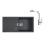 Franke Colonnes - Set de cuisine T117Č, évier en tectonite S2D 611-100 et robinet FN 3230.031, noir/chrome 143.0687.342 Franke Colonnes - Set de cuisine T117Č, évier en tectonite S2D 611-100 et robinet FN 3230.031, noir/chrome 143.0687.342