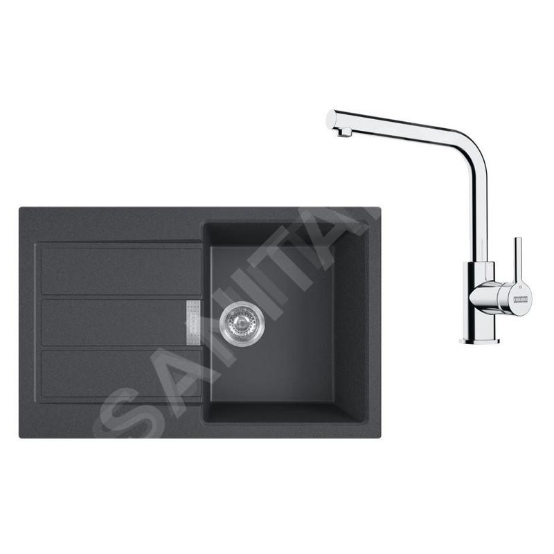 Franke Colonnes - Set de cuisine T115Č, évier en tectonite S2D 611-78 et robinet FN 3230.031, noir / chrome 143.0687.348 Franke Colonnes - Set de cuisine T115Č, évier en tectonite S2D 611-78 et robinet FN 3230.031, noir / chrome 143.0687.348