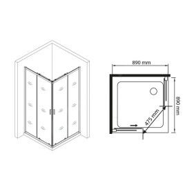 Lansanit IN Vati - Porte de douche 4 battants 900x900 mm, avec receveur, aluminium brillant / verre clair CR99-190-C-SET