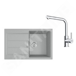 Franke Colonnes - Set de cuisine T115Š, évier en tectonite S2D 611-78 et robinet FP 3230.031, gris / chrome 143.0687.349