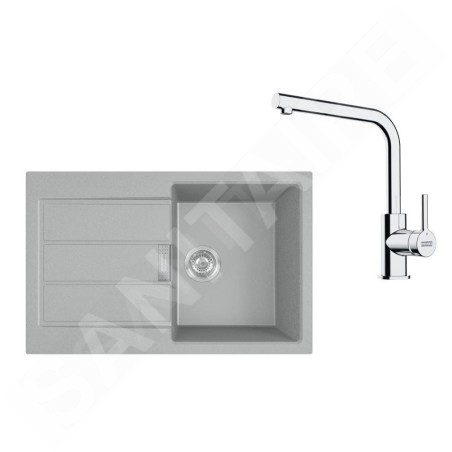 Franke Colonnes - Set de cuisine T115Š, évier en tectonite S2D 611-78 et robinet FP 3230.031, gris / chrome 143.0687.349