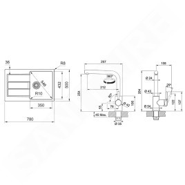 Franke Colonnes - Set de cuisine T115Š, évier en tectonite S2D 611-78 et robinet FP 3230.031, gris / chrome 143.0687.349