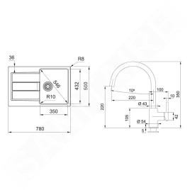 Franke Colonnes - Set de cuisine T123Č,évier en tectonite SID 611-78 + robinet FN 6018.901, noir / noir mat 143.0687.352