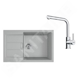 Franke Colonnes - Set de cuisine T116Š, évier en tectonite S2D 611-78 XL et robinet FP 3230.031, gris/chrome 143.0687.354