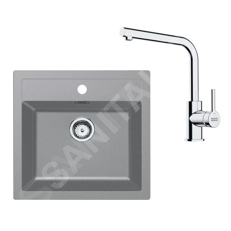 Franke Colonnes - Set de cuisine T114Š, évier en tectonite SID 610 et robinet FN 3230.031, gris / chrome 143.0687.360