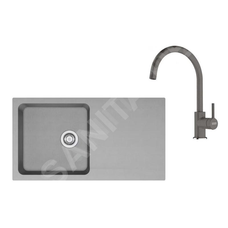 Franke Colonnes - Set de cuisine T120Š, évier en tectonite OID 611+ robinet FN 6018.084, gris / gris pierre 143.0687.379 Franke Colonnes - Set de cuisine T120Š, évier en tectonite OID 611+ robinet FN 6018.084, gris / gris pierre 143.0687.379
