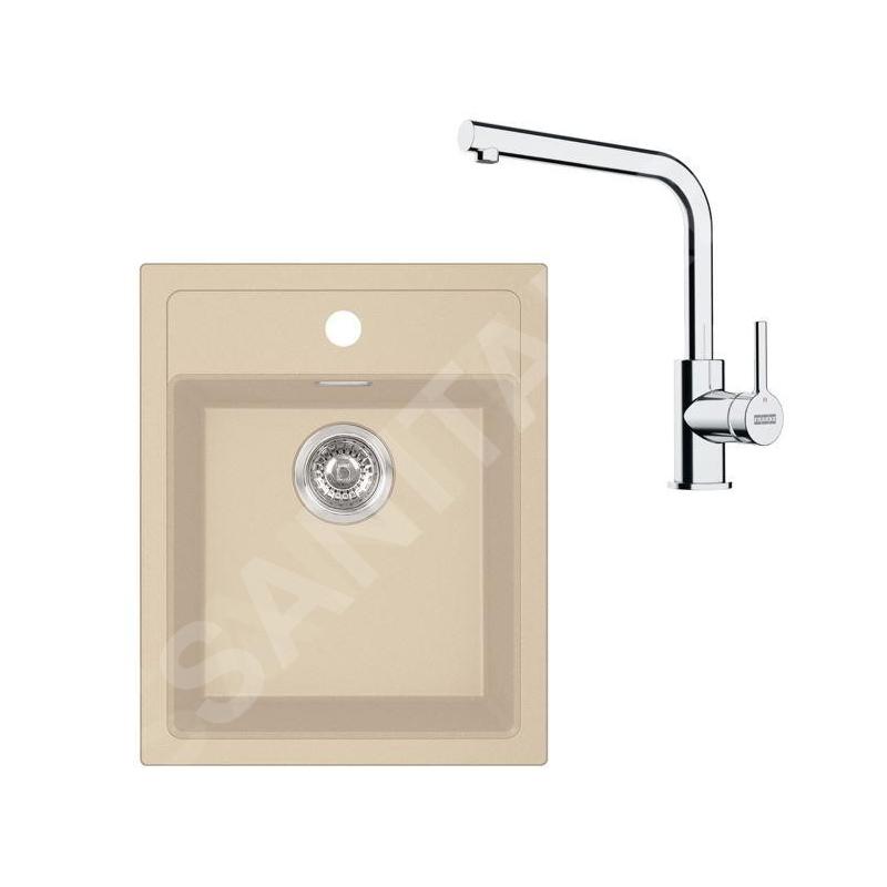 Franke Colonnes - Set de cuisine T113BE, évier en tectonite SID 610-40 + robinet FN 3230.031, beige / chrome 143.0687.383 Franke Colonnes - Set de cuisine T113BE, évier en tectonite SID 610-40 + robinet FN 3230.031, beige / chrome 143.0687.383