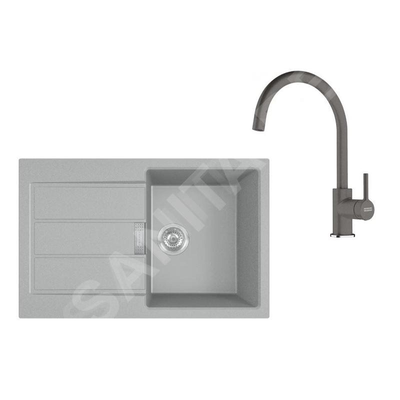Franke Colonnes - Set de cuisine T123Š, évier en tectonite STG 611-78 + robinet FC6018.084, gris / gris pierre 143.0687.397 Franke Colonnes - Set de cuisine T123Š, évier en tectonite STG 611-78 + robinet FC6018.084, gris / gris pierre 143.0687.397