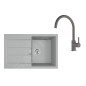 Franke Colonnes - Set de cuisine T123Š, évier en tectonite STG 611-78 + robinet FC6018.084, gris / gris pierre 143.0687.397 Franke Colonnes - Set de cuisine T123Š, évier en tectonite STG 611-78 + robinet FC6018.084, gris / gris pierre 143.0687.397