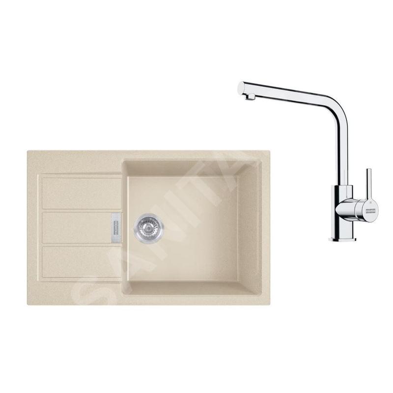 Franke Colonnes - Set de cuisine T116BE, évier en tectonite S2D 611-78 XL et robinet FN 3230.031, beige / chrome 143.0687.401 Franke Colonnes - Set de cuisine T116BE, évier en tectonite S2D 611-78 XL et robinet FN 3230.031, beige / chrome 143.0687.401
