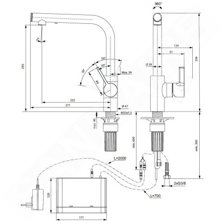 Ideal Standard Gusto - Mitigeur d'évier avec distributeur de savon, or brossé A7817A2