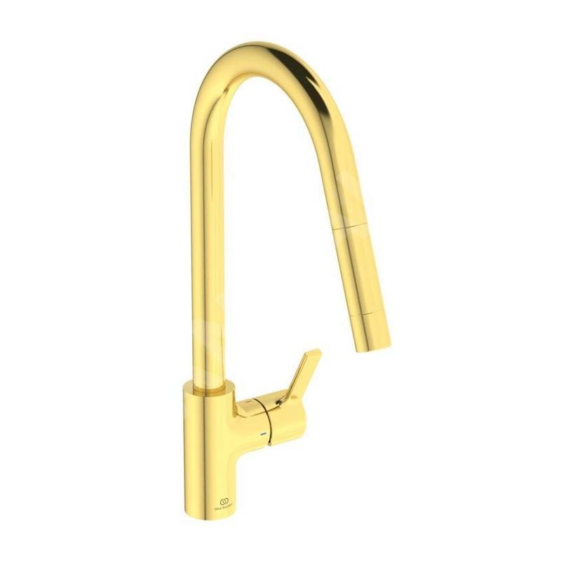 Ideal Standard Gusto - Mitigeur d'évier avec bec extractible, or brossé BD414A2