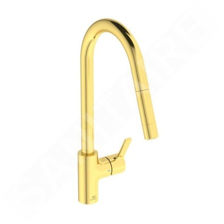 Ideal Standard Gusto - Mitigeur d'évier avec douchette extractible, or brossé BD416A2