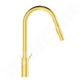 Ideal Standard Gusto - Mitigeur d'évier avec douchette extractible, or brossé BD416A2