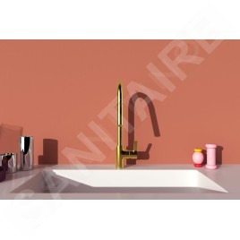 Ideal Standard Gusto - Mitigeur d'évier avec douchette extractible, or brossé BD416A2