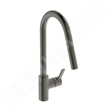 Ideal Standard Gusto - Mitigeur d'évier avec douchette extractible, gris magnétique BD416A5