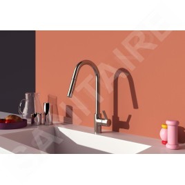 Ideal Standard Gusto - Mitigeur d'évier avec douchette extractible, inox BD416GN