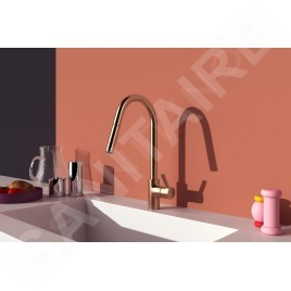 Ideal Standard Gusto - Mitigeur d'évier avec douchette extractible, Sunset Rose BD416J4