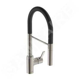Ideal Standard Gusto - Mitigeur d’évier avec bras flexible et douchette, acier/noir BD417GN