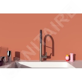 Ideal Standard Gusto - Mitigeur d’évier avec bras flexible et douchette, acier/noir BD417GN