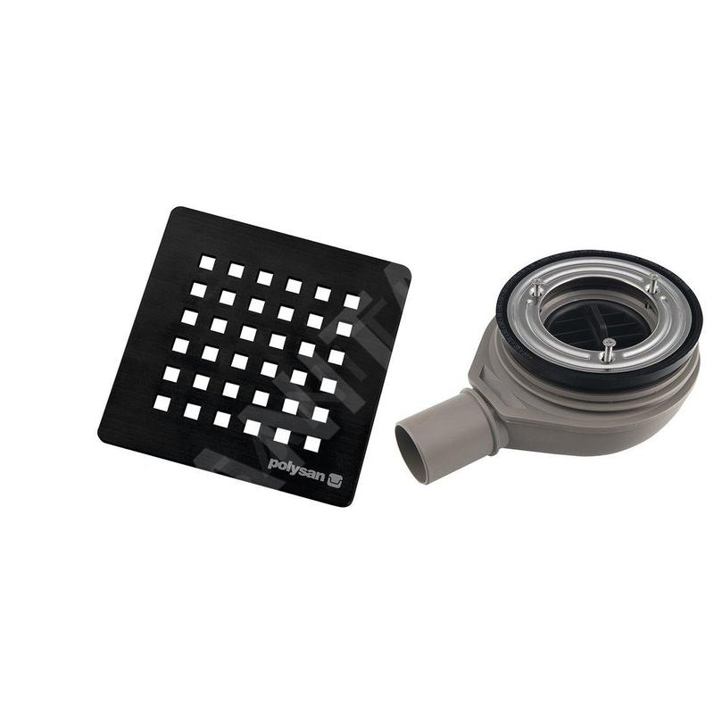 Polysan Flexia - Siphon de receveur Geberit, diamètre 90 mm, DN40, cache bonde en noir 17751