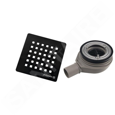 Polysan Flexia - Siphon de receveur Geberit, diamètre 90 mm, DN40, cache bonde en noir 17751