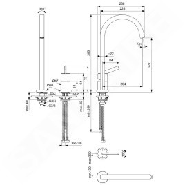 Ideal Standard Gusto - Mitigeur d'évier, installation à 2 trous, or brossé BD423A2